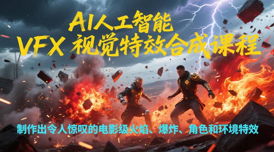 AI人工智能VFX视觉特效合成课程，制作出令人惊叹的电影级火焰、爆炸、角色和环境特效-云推网创项目库