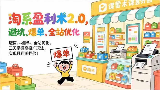 淘系盈利术2.0,避坑、爆单、全站优化,三天掌握高投产玩法,实现月利润翻倍!-云推网创项目库