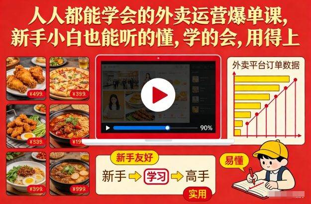 人人都能学会的外卖运营爆单课,新手小白也能听的懂,学的会,用得上-云推网创项目库