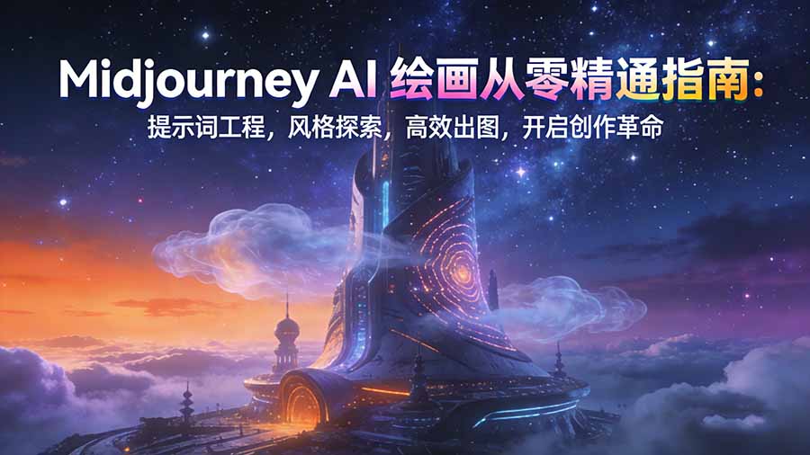 Midjourney AI绘画从零精通指南：提示词工程，风格探索，高效出图，开启创作革命-云推网创项目库