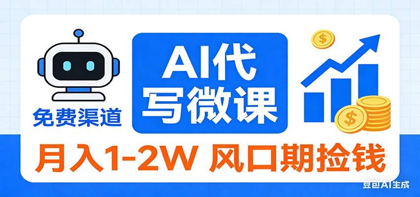 2026告别打工！AI 代写微课，提供免费渠道，月入 1-2W 风口期捡钱-云推网创项目库