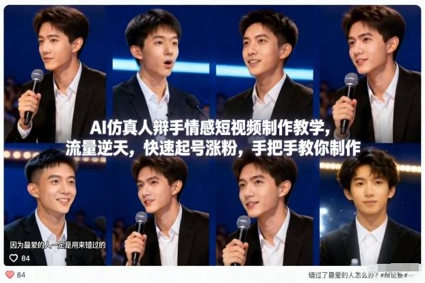 AI仿真人辩手情感短视频制作教学，流量逆天，快速起号涨粉，手把手教你制作-云推网创项目库