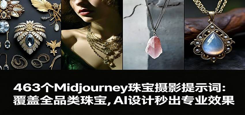 463个Midjourney珠宝摄影提示词：覆盖全品类珠宝，AI设计秒出专业效果-云推网创项目库