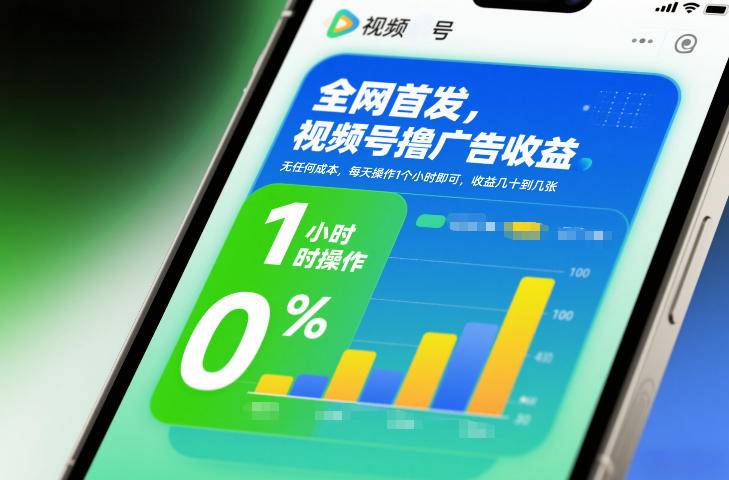 全网首发，视频号撸广告收益，无任何成本，每天操作1个小时即可，收益几十到几张-云推网创项目库