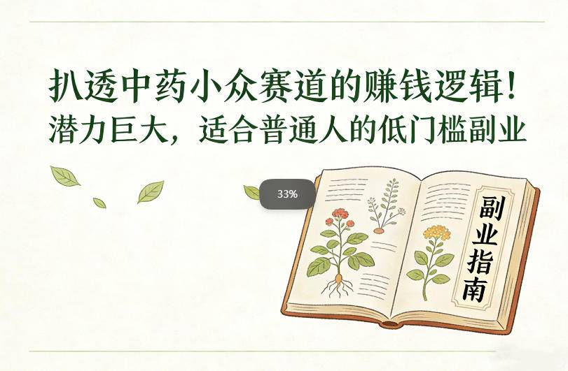 扒透中药小众赛道的賺米逻辑，潜力巨大，适合普通人的低门槛副业-云推网创项目库