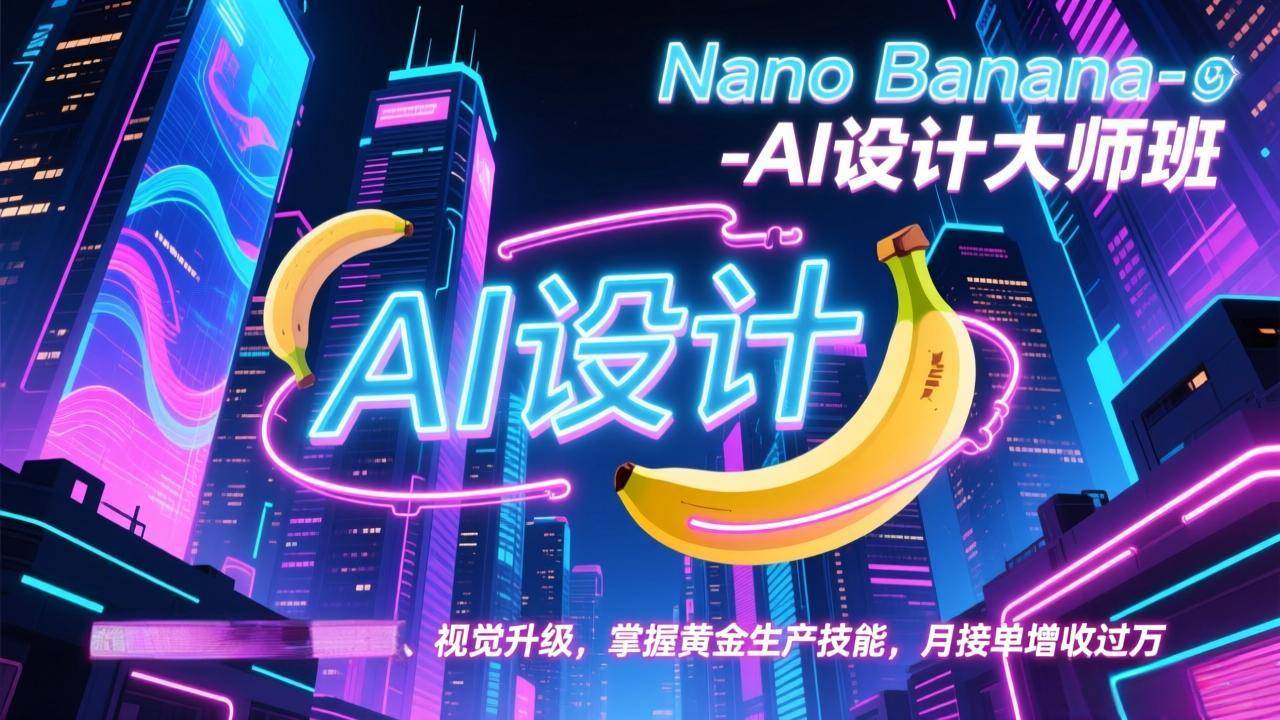 Nano Banana-AI设计大师班,修图合成、广告创作、视觉升级,掌握黄金生产技能,月接单增收过万-云推网创项目库