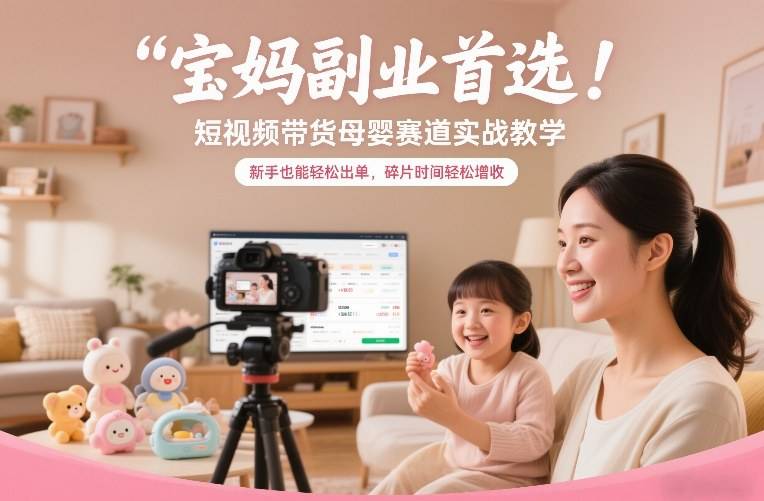 宝妈副业首选！短视频带货母婴赛道实战教学，新手也能轻松出单，碎片时间轻松增收-云推网创项目库