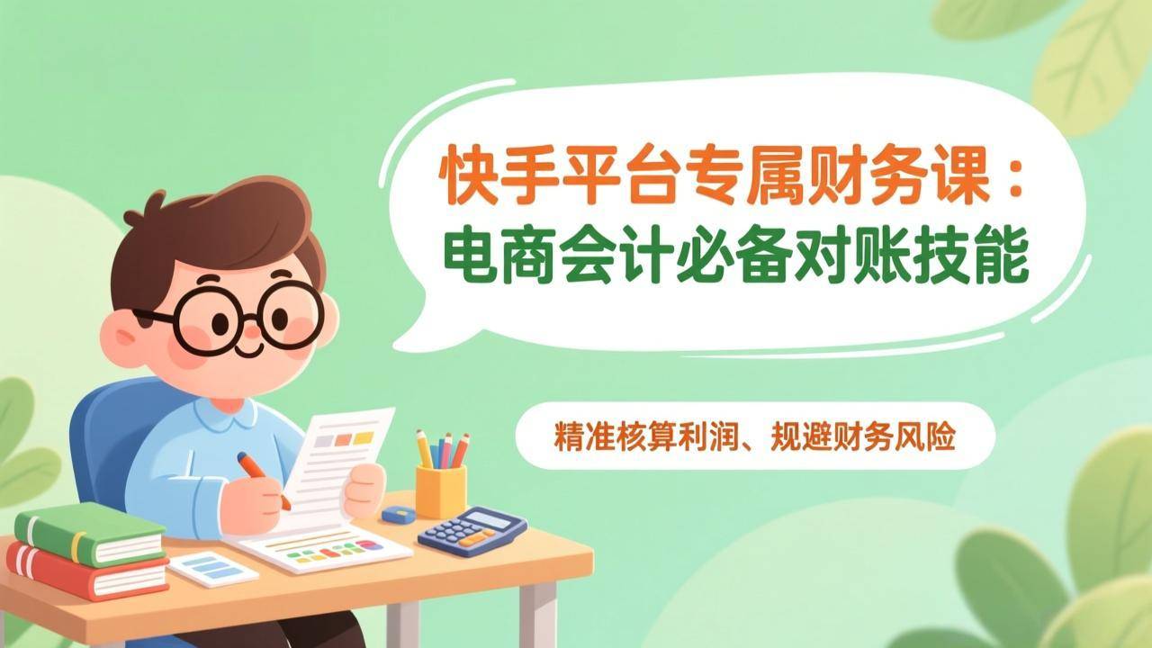 快手平台专属财务课：电商会计必备对账技能，精准核算利润、规避财务风险-云推网创项目库