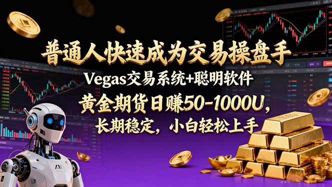 普通人快速成为交易操盘手 Vegas交易系统+聪明软件 ， 黄金期货日赚50-1000U， 长期稳定，小…-云推网创项目库