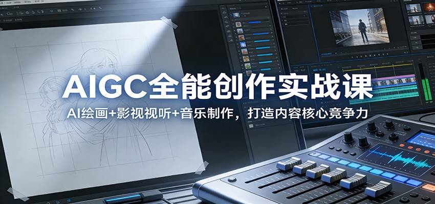 AIGC全能创作实战课:AI绘画+影视视听+音乐制作,打造内容核心竞争力-云推网创项目库