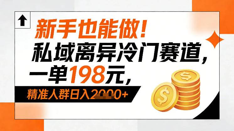 新手也能做！私域离异冷门赛道，一单198，精准人群日入1k+-云推网创项目库