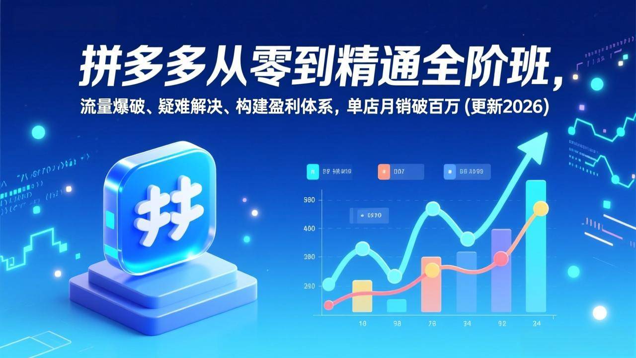 拼多多从零到精通全阶班,流量爆破、疑难解决,构建盈利体系,单店月销破百万(更新2026-云推网创项目库