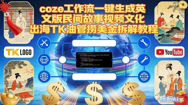 Coze扣子工作流一键生成英文版民间故事视频，文化出海TK油管捞美金拆解教程-云推网创项目库