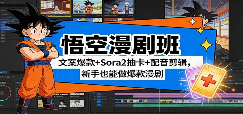 悟空漫剧班：文案爆款+Sora2抽卡+配音剪辑，新手也能做爆款漫剧-云推网创项目库