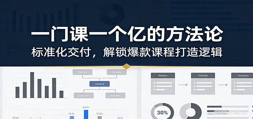 一门课一个亿的方法论：标准化交付，解锁爆款课程打造逻辑-云推网创项目库