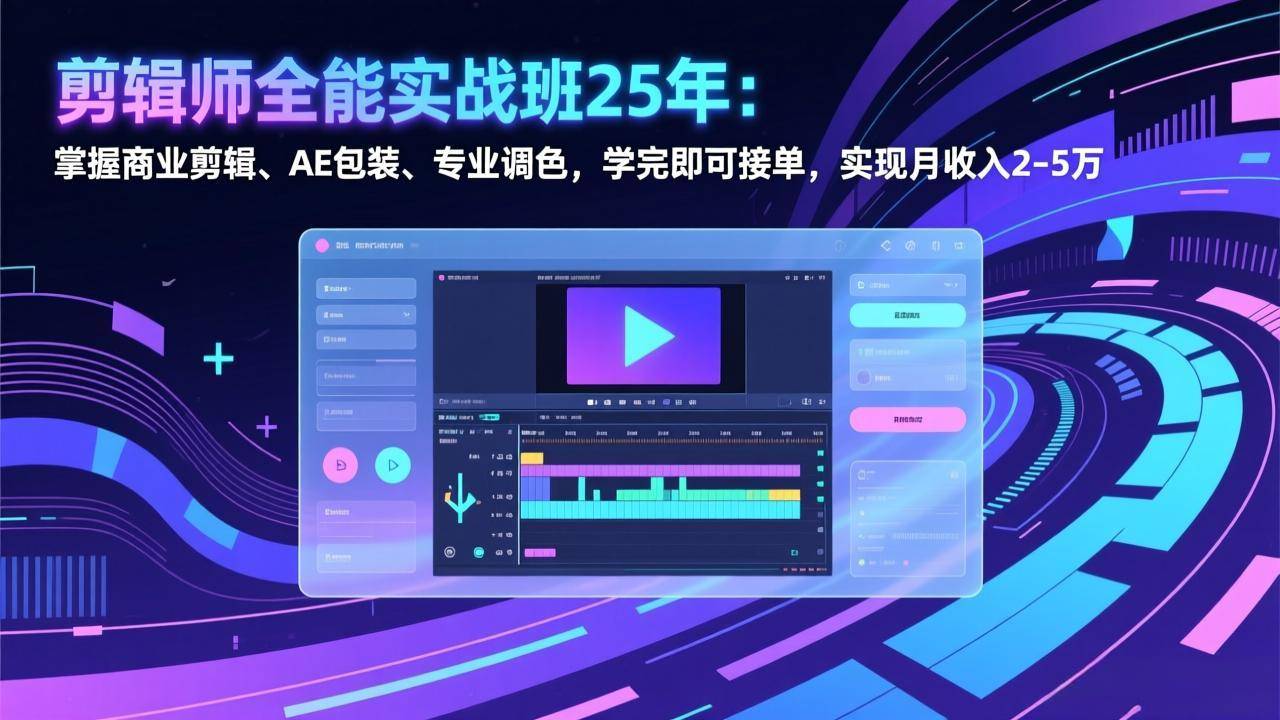 剪辑师全能实战班25年：掌握商业剪辑、AE包装、专业调色，学完即可接单，实现月收入2-5万-云推网创项目库