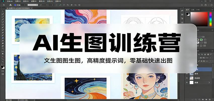 AI生图训练营:文生图图生图,高精度提示词,零基础快速出图-云推网创项目库