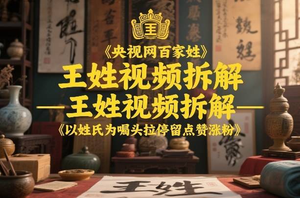 央视网百家姓–王姓视频拆解，以姓氏为噱头拉停留点赞涨粉-云推网创项目库