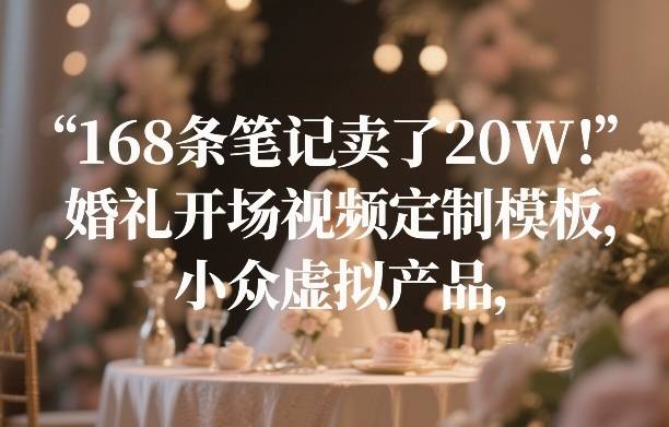 168条笔记卖了20W！婚礼开场视频定制模板，小众虚拟产品-云推网创项目库