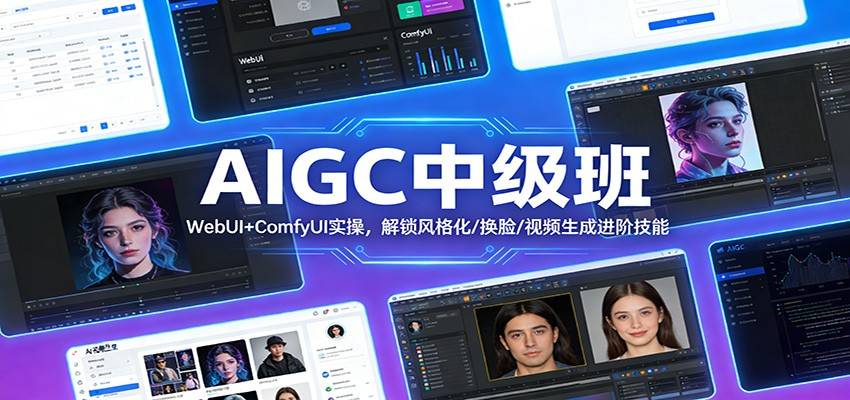 AIGC中级班：WebUI+ComfyUI实操，解锁风格化/换脸/视频生成进阶技能-云推网创项目库