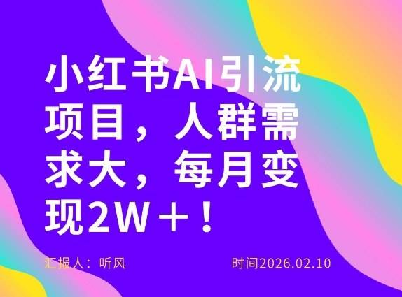 她通过这个AI项目每月做到2W＋的收入，最新小红书AI项目，人群需求大！-云推网创项目库