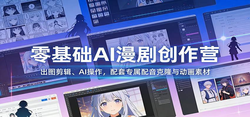 零基础AI漫剧创作营:出图剪辑、AI操作,配套专属配音克隆与动画素材-云推网创项目库