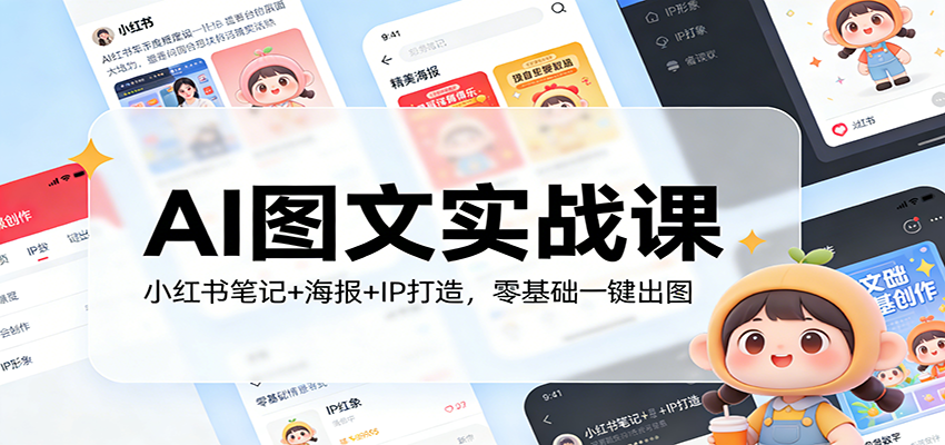 AI图文实战课：小红书笔记+海报+IP打造，零基础一键出图-云推网创项目库