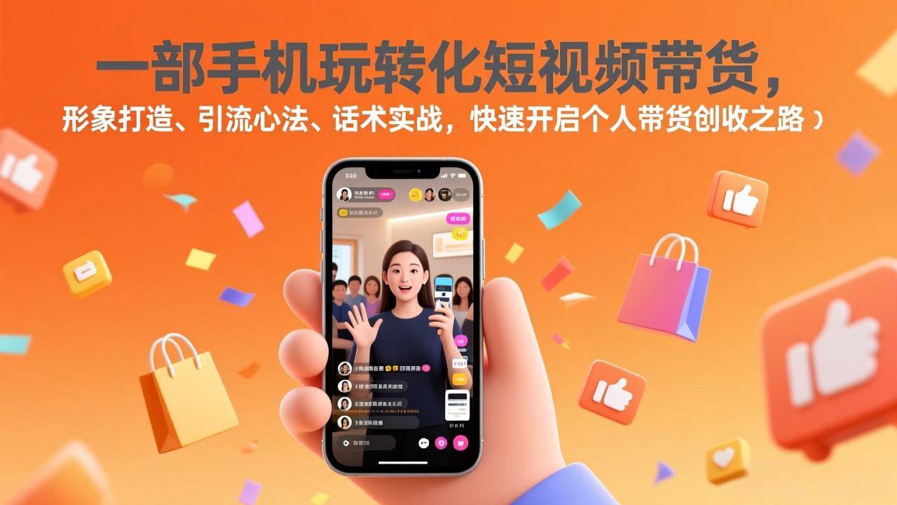 一部手机玩转化短视频带货，形象打造、引流心法、话术实战，快速开启个人带货创收之路-云推网创项目库