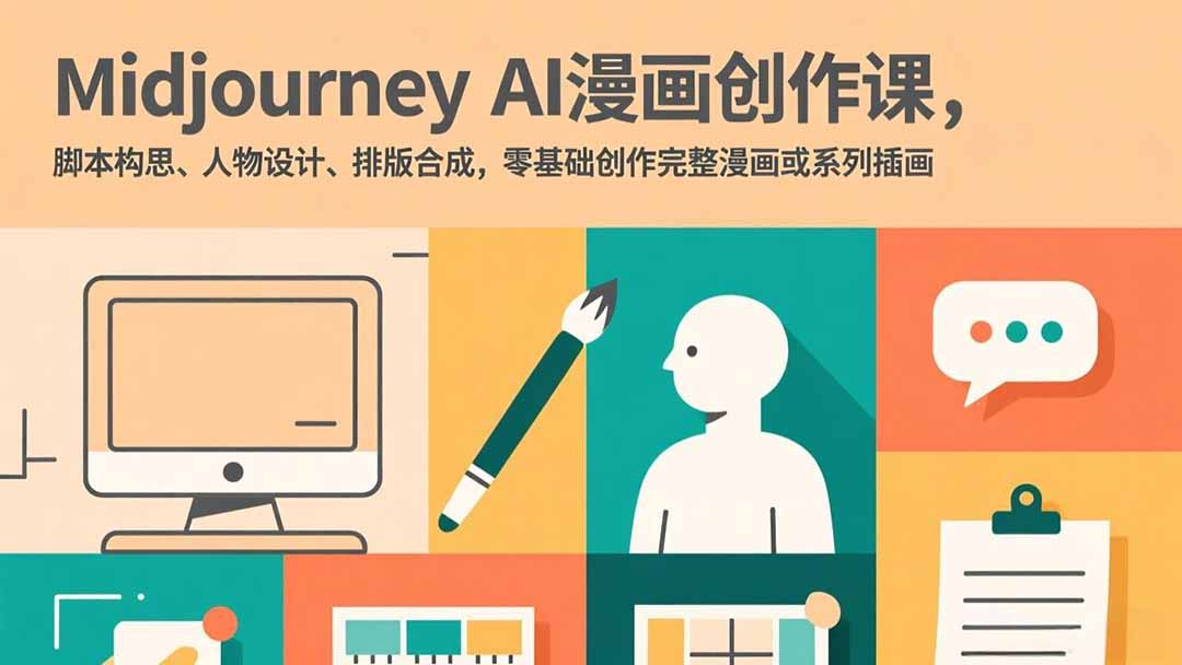 Midjourney AI漫画创作课，脚本构思、人物设计、排版合成，零基础创作完整漫画或系列插画-云推网创项目库