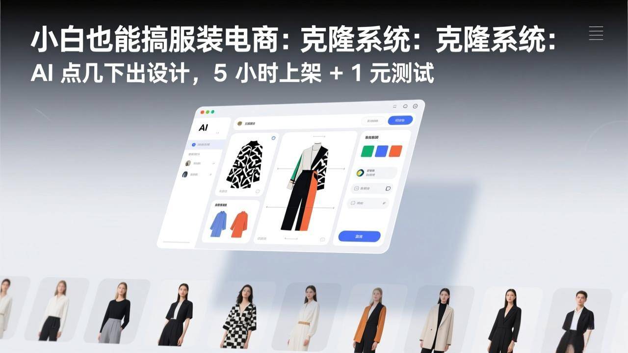 小白也能搞服装电商：克隆系统：AI 点几下出设计，5 小时上架 + 1 元测试-云推网创项目库