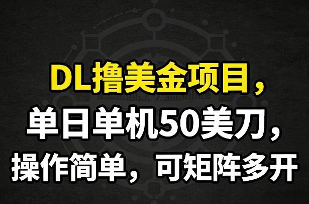 DL撸美金项目，单日单机50美刀，操作简单，可矩阵多开-云推网创项目库