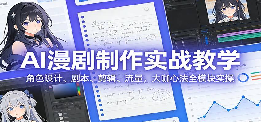 AI 漫剧制作实战教学：角色设计、剧本、剪辑、流量，大咖心法全模块实操-云推网创项目库