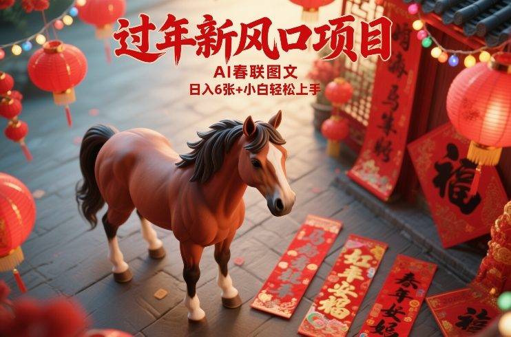 过年新风口项目，用ai春联图文，日入6张+小白轻松上手【揭秘】-云推网创项目库