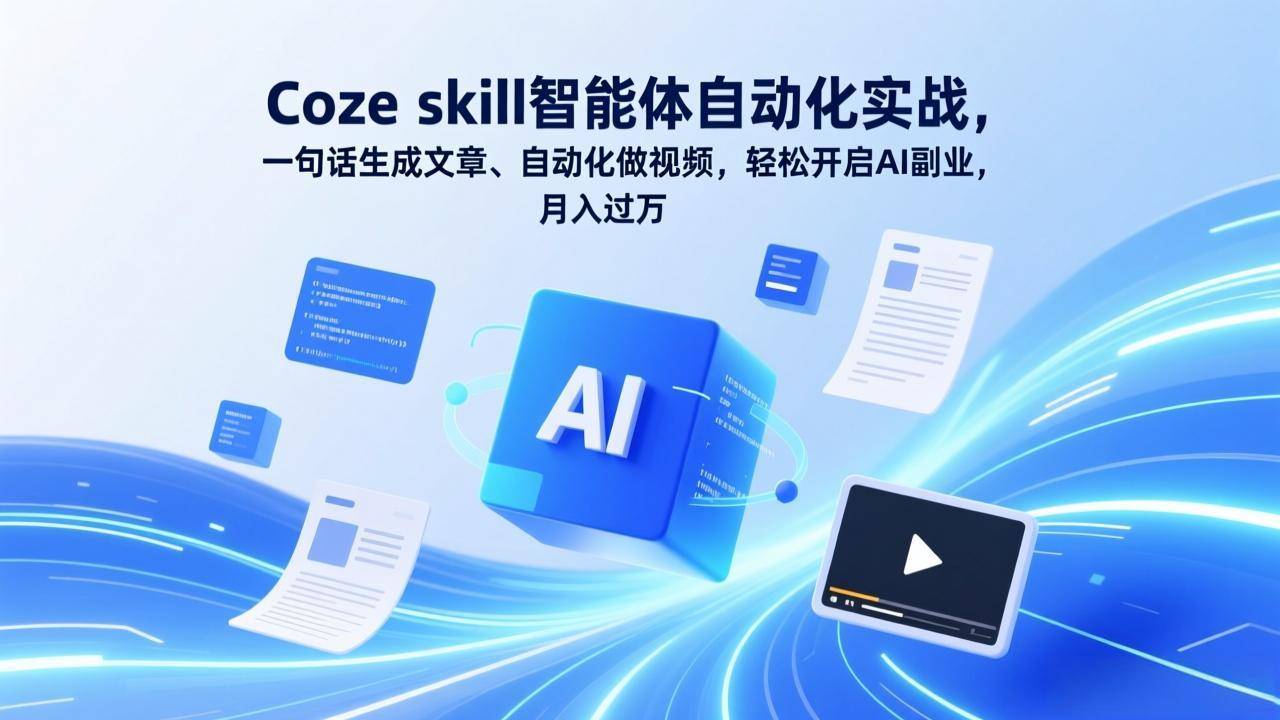 Coze skill智能体自动化实战,一句话生成文章、自动化做视频,轻松开启AI副业,月入过万-云推网创项目库