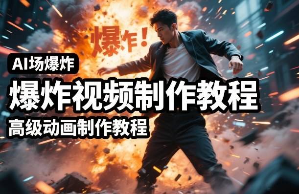 AI场景爆炸视频制作教程，利用人物实拍视频制作出高级的动画特效-云推网创项目库