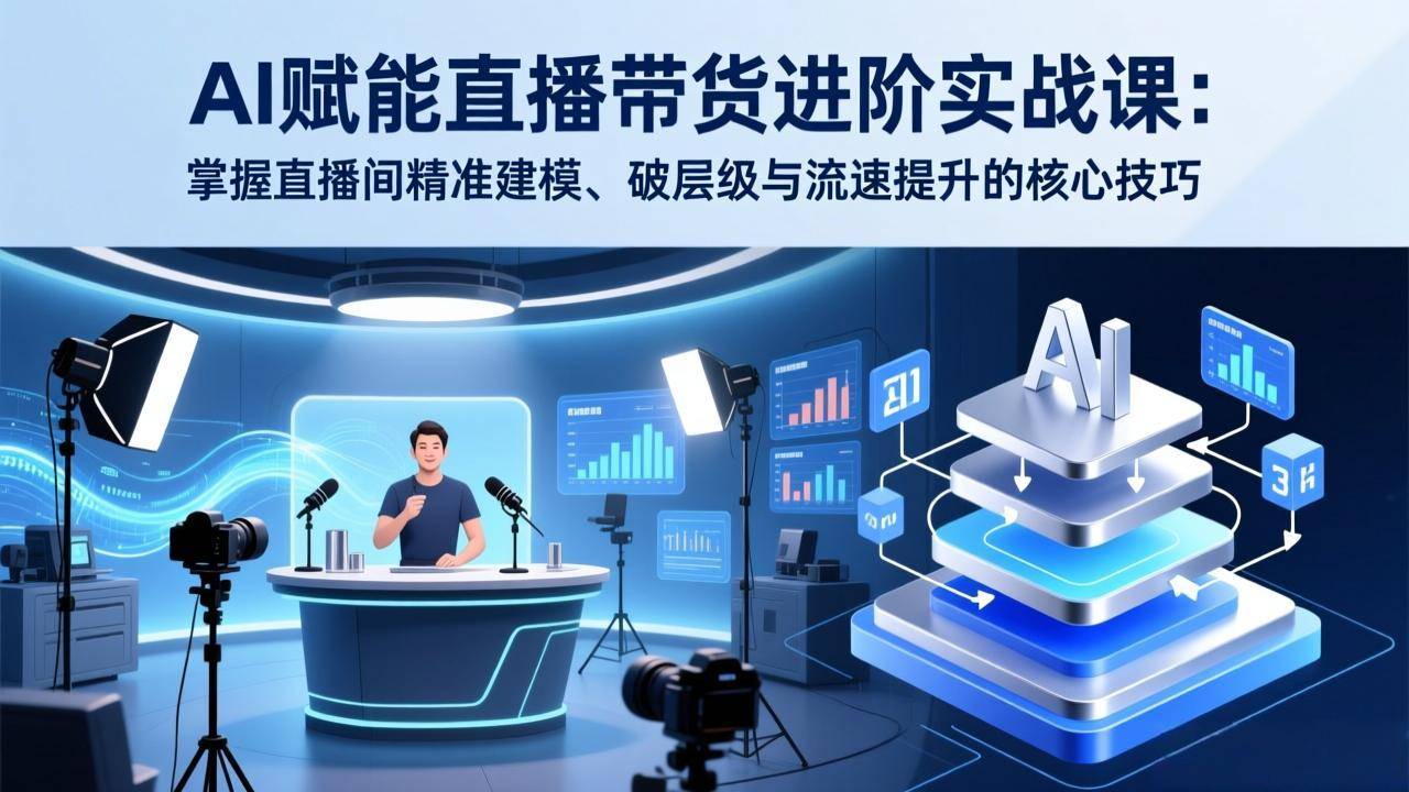AI赋能直播带货进阶实战课:掌握直播间精准建模、破层级与流速提升的核心技巧-云推网创项目库