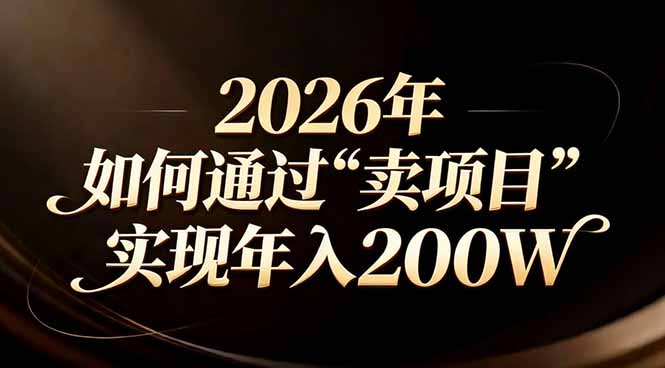站在2026年的十字路口：一个普通人如何通过卖项目实现年入200万-云推网创项目库