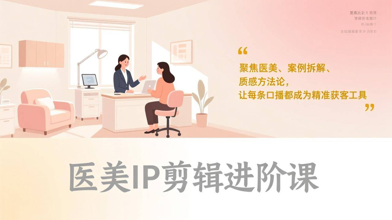 医美IP剪辑进阶课，聚焦医美、案例拆解、质感方法论，让每条口播都成为精准获客工具-云推网创项目库