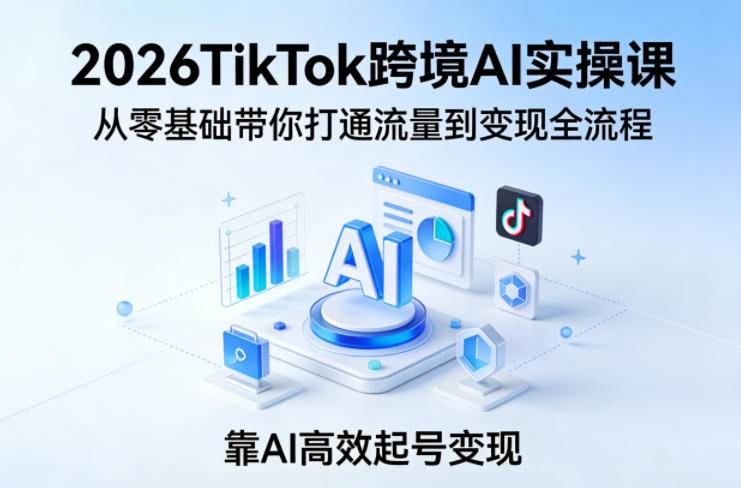 2026TikTok跨境AI实操课，从零基础带你打通流量到变现全流程，靠AI高效起号变现-云推网创项目库