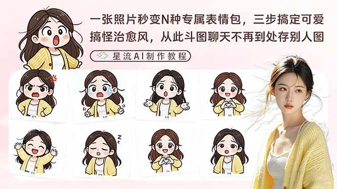 一张照片秒变N种专属表情包,三步搞定可爱搞怪治愈风,从此斗图聊天不再到处存别人图-云推网创项目库