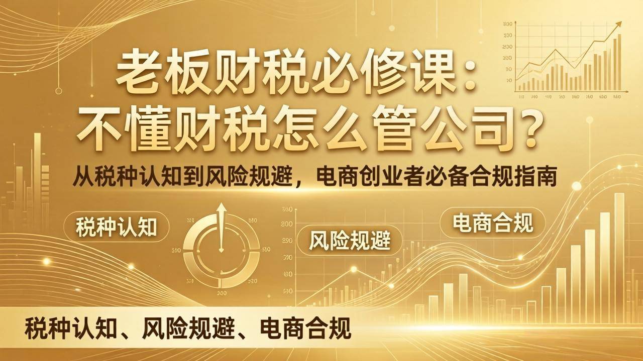 老板财税必修课：不懂财税怎么管公司？从税种认知到风险规避，电商创业者必备合规指南-云推网创项目库