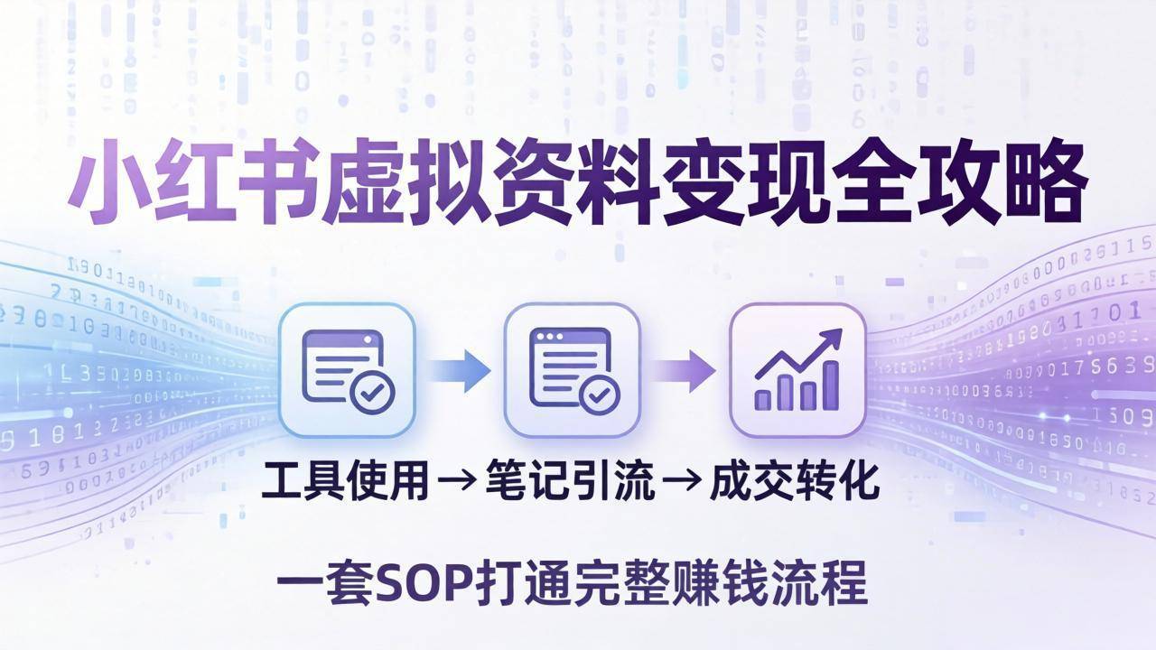 小红书虚拟资料变现全攻略：从工具使用到笔记引流成交，一套 SOP 打通完整赚钱流程-云推网创项目库