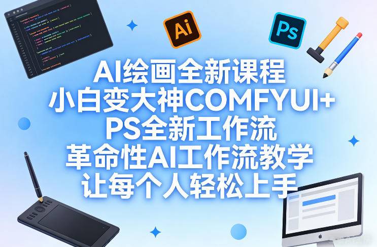 AI绘画全新课程，小白变大神COMFYUI+PS全新工作流，革命性AI工作流教学，让每个人轻松上手-云推网创项目库