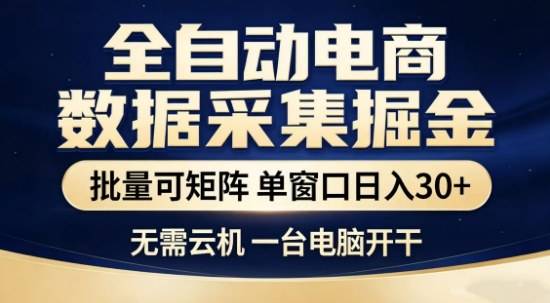 独家电商数据全自动采集项目,批量可矩阵,单窗口轻松日入3张+【揭秘】-云推网创项目库