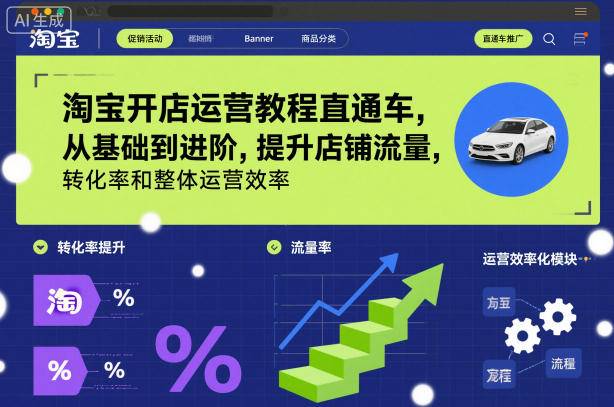 淘宝开店运营教程直通车，从基础到进阶，提升店铺流量，转化率和整体运营效率(更新26年3月24日)-云推网创项目库