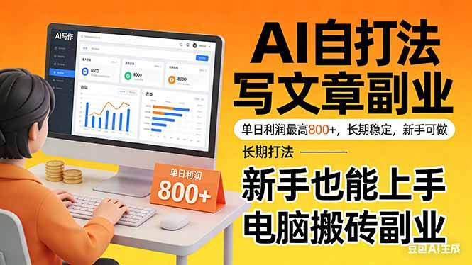 靠 AI 自动写文章，单日利润最高800+，长期打法，新手也能上手，电脑搬砖副业-云推网创项目库