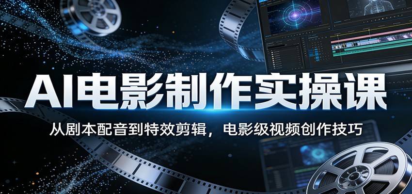 AI电影制作实操课：从剧本配音到特效剪辑，电影级视频创作技巧-云推网创项目库