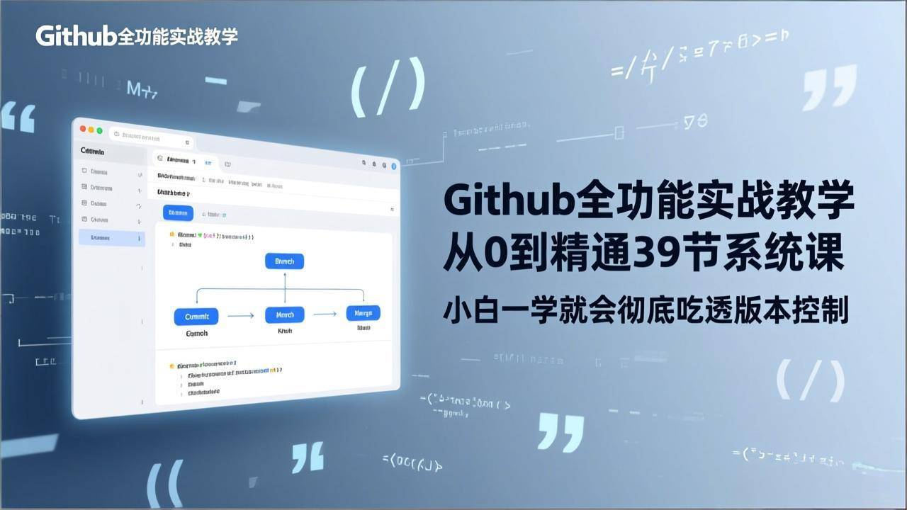 GitHub-全功能实战教学,从0到精通39节系统课,小白一学就会彻底吃透版本控制-云推网创项目库
