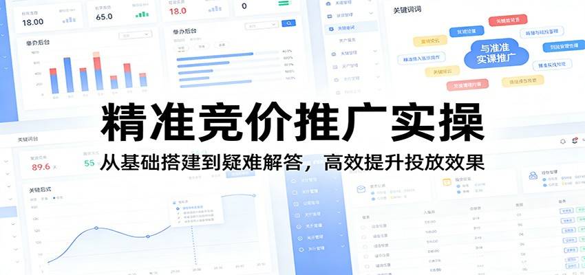 精准竞价推广实操：从基础搭建到疑难解答，高效提升投放效果-云推网创项目库
