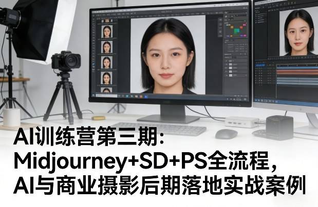 AI训练营第三期：Midjourney+SD+PS全流程，AI与商业摄影后期落地实战案例-云推网创项目库